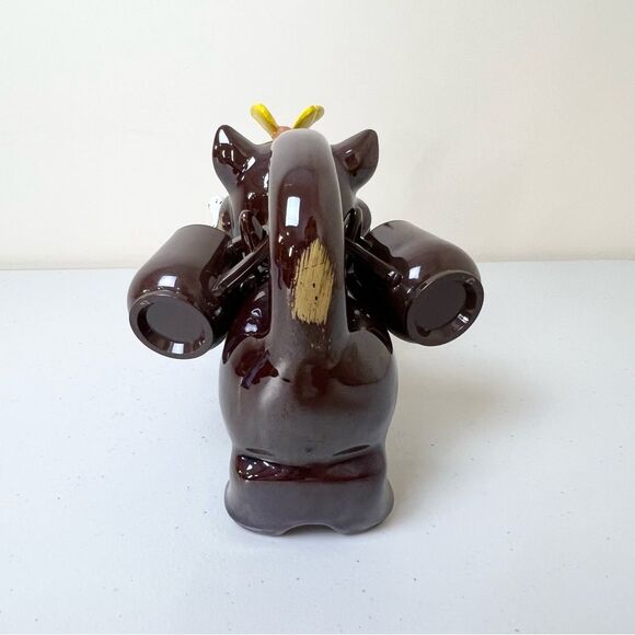 VTG MCM Dog Butterfly Nose Decanter And Four Shot Glasses - Picture 5 of 10